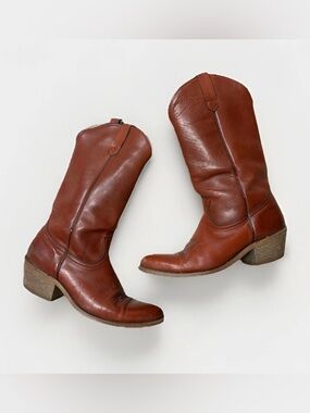 Vintage Frye Boots Women 10.5 Red Pointed Toe 80s Festival USA Western Cowboy